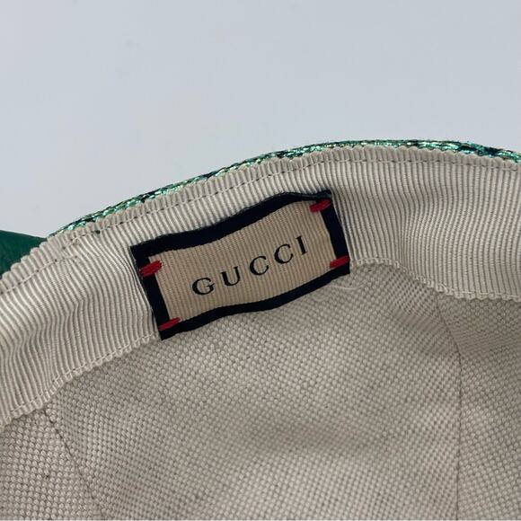 Gucci GG Emerald and Aqua Metallic Monogram Hat Baseball Cap✨ - Picture 8 of 9